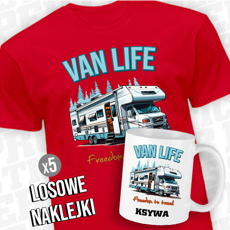 ZESTAW VAN LIFE - Koszulka + Kubek + naklejki